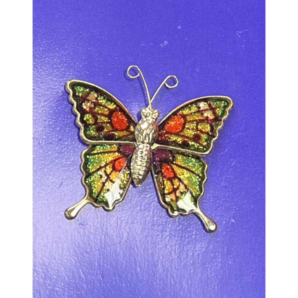 Beautiful Gold Tone Butterfly Multicolored Enamel Pin Brooch